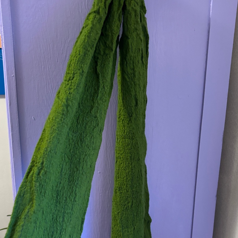Moss Olive Preppy Green Textured Scarf y2k